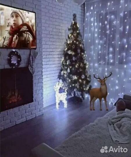 Новогодние украшения для дома, гирлянда штора