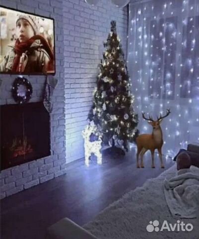 Новогодние украшения для дома, гирлянда штора