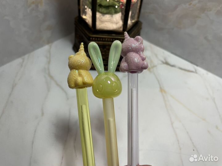 Ручка подарочная единорог/зайчик синяя шариковая