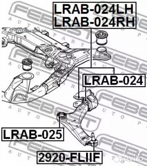 Febest lrab-024 сайленблок переднего рычага (land rover freelander II 2006) febest