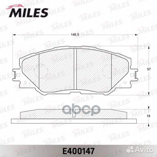 Колодки тормозные дисковые перед E400147 Miles