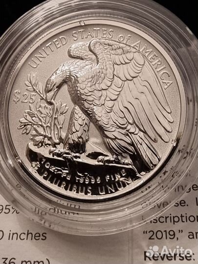 Монета США 25 долларов 2019г Palladium Eagle