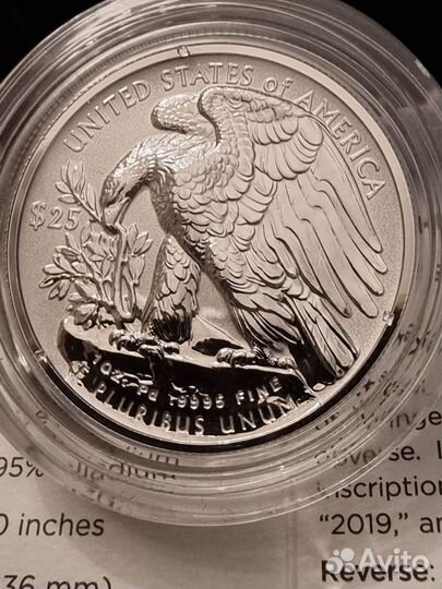 Монета США 25 долларов 2019г Palladium Eagle