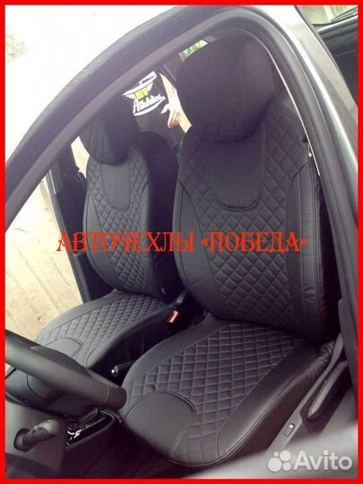 Чехлы Renault Kaptur из экокожи чёрные Ромб