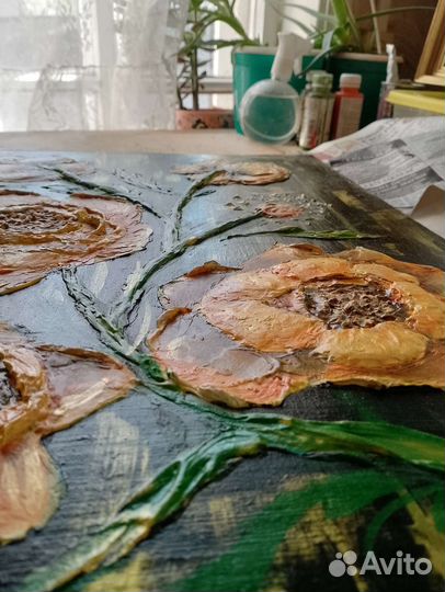 Картина маслом на холсте цветы