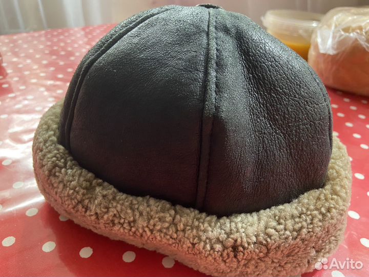 Шапка зимняя, натуральный мех, кожа