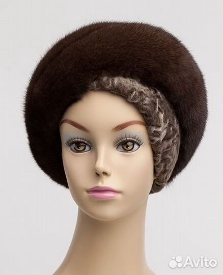 Берет из каракульчи + норка Размер 55-57