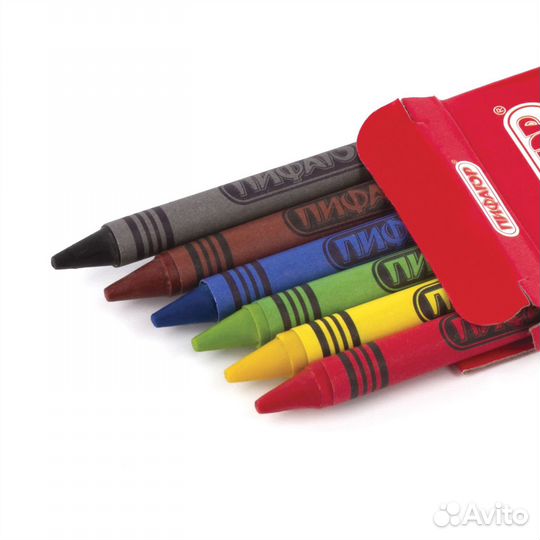 Мелки восковые 6 цветов Пифагор 