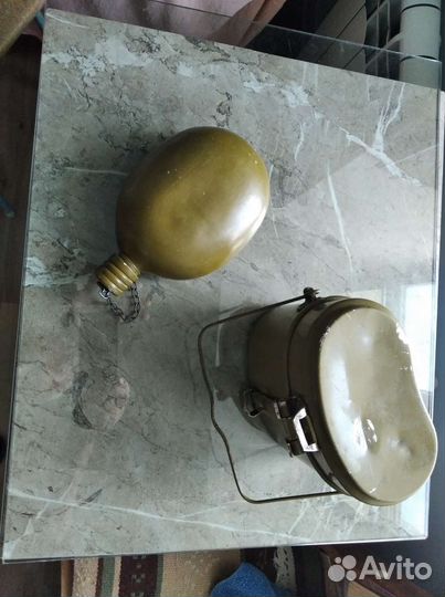 Походный армейский набор фляга + котелок