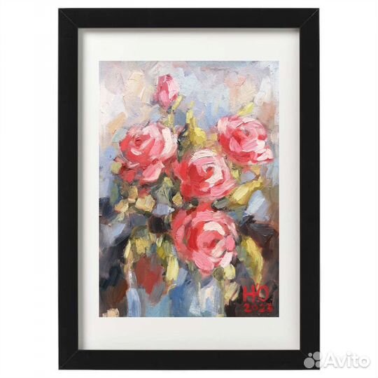 Картина маслом букет роз