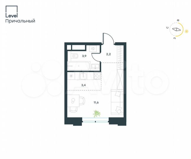 Квартира-студия, 21,1 м², 12/32 эт.