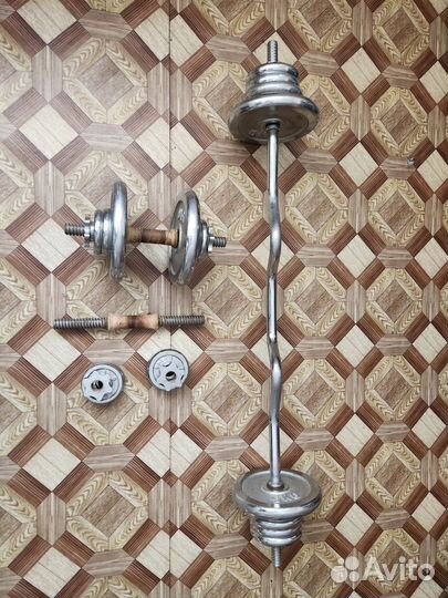 Гриф и гантели разборные