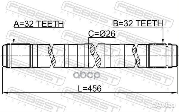 Полуось левая 32X456X32 honda CR-V RD1 1996-200