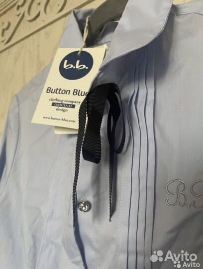 Блузка рубашка школьная Button blue 158 новая