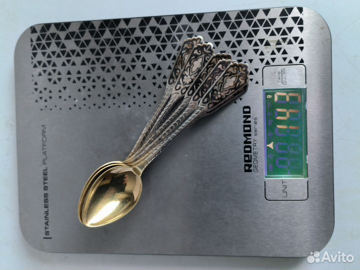 Ложки серебро 875, позолота чернение