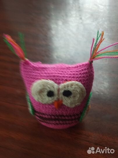 Вязаная новогодняя игрушка сова ручной работы