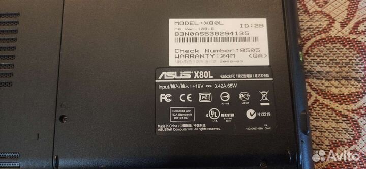 Ноутбук asus x80l