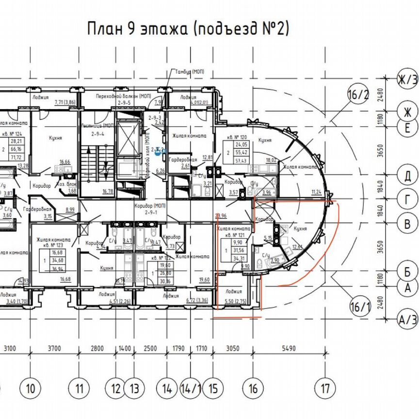 1-к. квартира, 34,3 м², 9/25 эт.