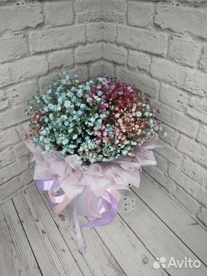 Букет из гипсофилы,гипсофила в коробке,цветы