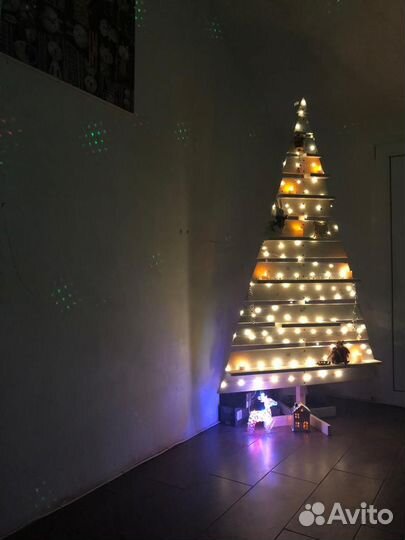 Елка новогодняя деревянная, декоративная