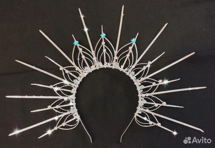 Ободок, тиара, корона новогодний серебряный