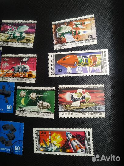 Лот. 10 марок времён СССР. Монголия, космос