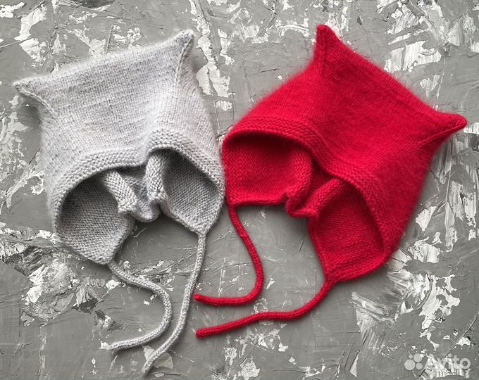 Шапка с ушками чепчик с рожками ушками