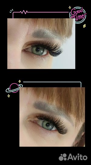 Наращивание ресниц, оформление бровей