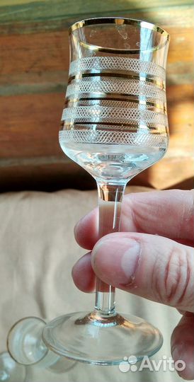 Рюмки хрустальные с позолотй, СССР, 5 шт