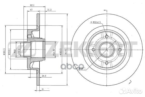 Диск торм. зад. Renault Megane 99- Scenic I I