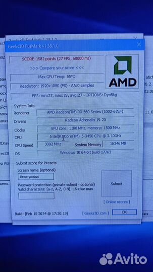 Компьютер Intel Core i5-3450/RX 560 4Gb/озу 16Gb
