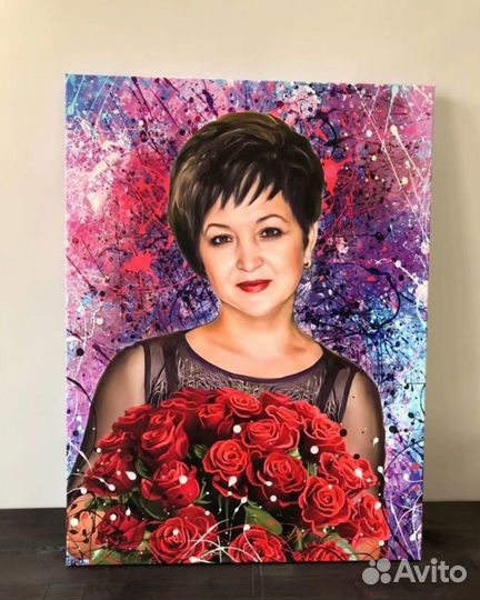 Портрет по фото на холсте в подарок Москва