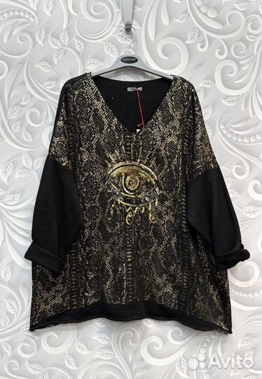 Красивый джемпер оверсайз до 64 р-ра