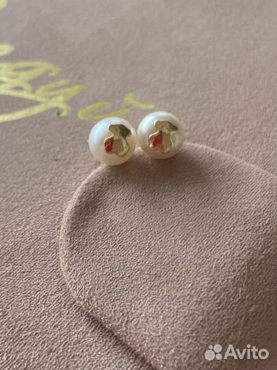 Серьги золотые Tous с жемчугом