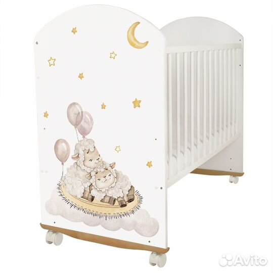 Кровать детская Indigo Овечки колеса/качалка