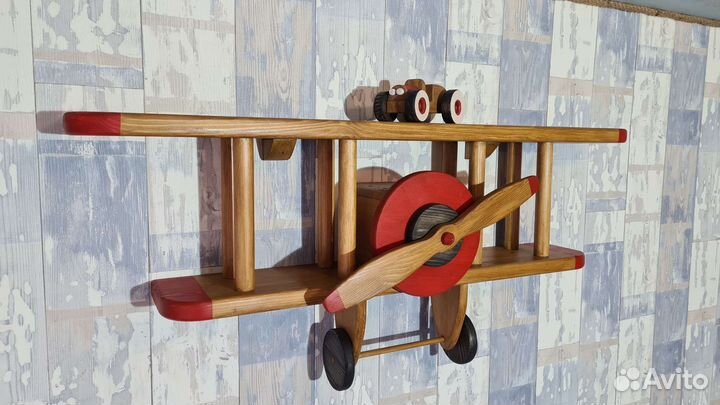 Полка самолёт для книг в детскую