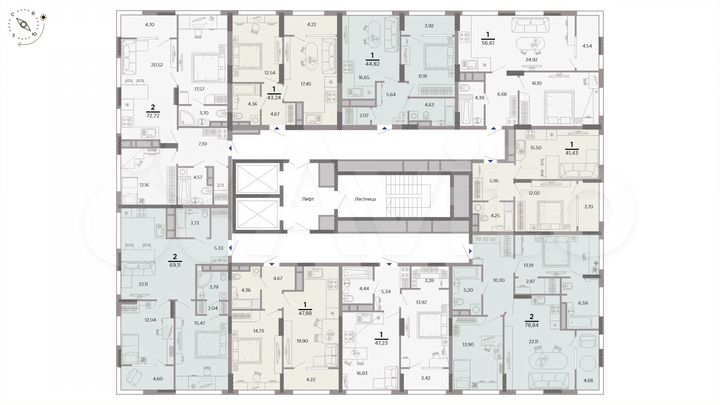 2-к. квартира, 69,1 м², 18/25 эт.