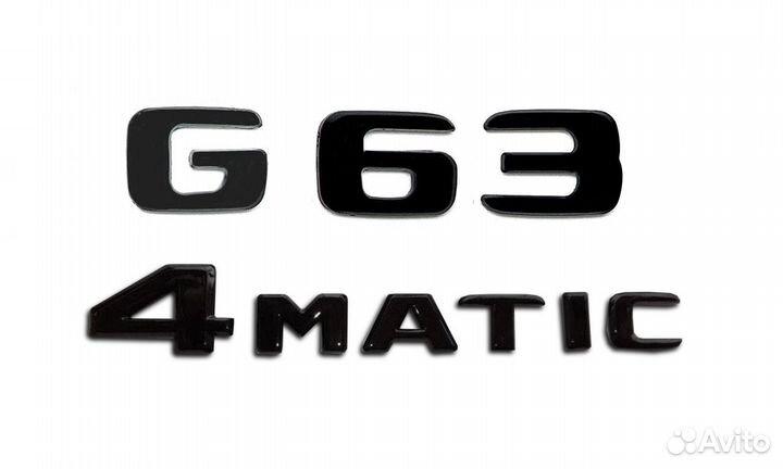 Комплект: шильдик Mercedes G63 + 4matic черный