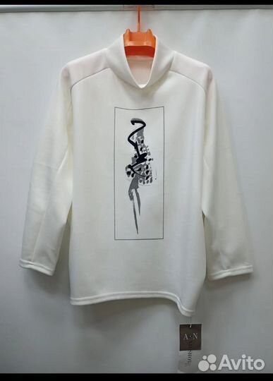 Свитшот с принтом, неопрен, оверсайз 48/52