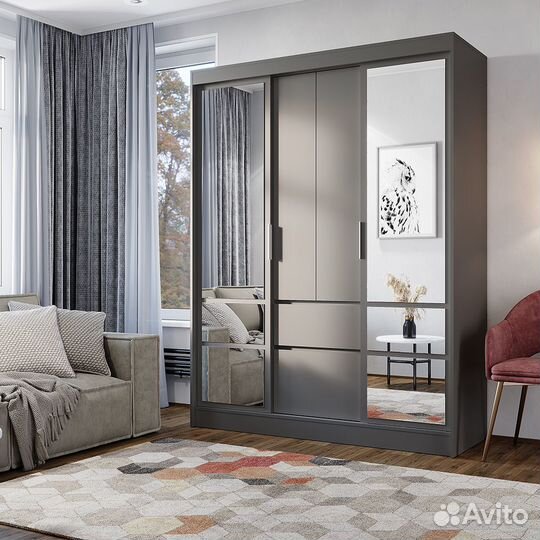 Шкаф-купе 1,6 m графит