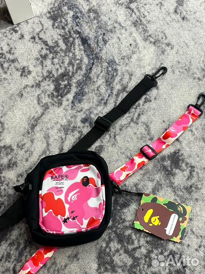 Сумка через плечо bape розовая