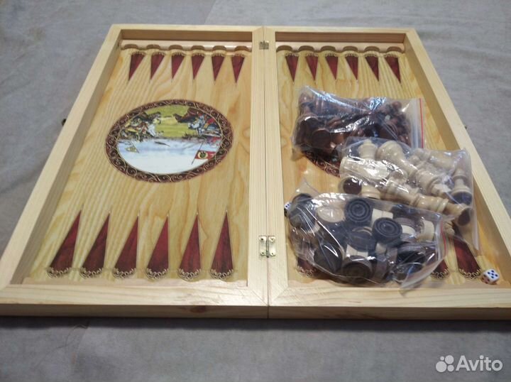 Шахматы нарды шашки 3 в 1 Куликовская битва