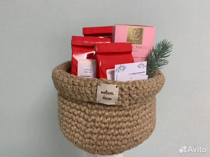 Корзина кашпо из джута