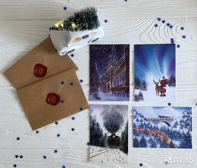 Авторские акварельные открытки (набор из 4)