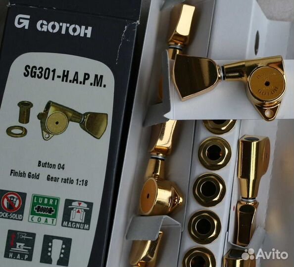 Колки локовые позолота Gotoh SG301-04, H.A.P.M