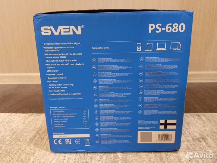 Портативная акустическая система sven PS-680