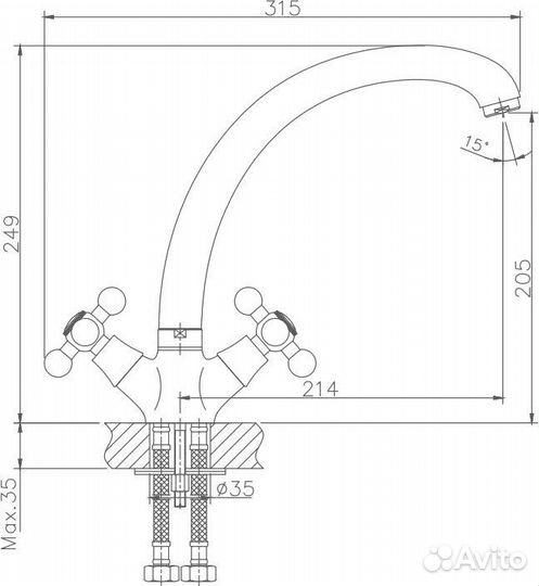 Смеситель для кухни Haiba HB19-5 HB4719-5 сатин