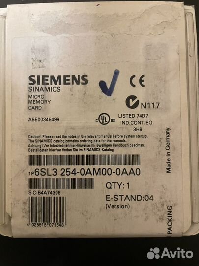 Карта памяти Siemens MMC sinamics
