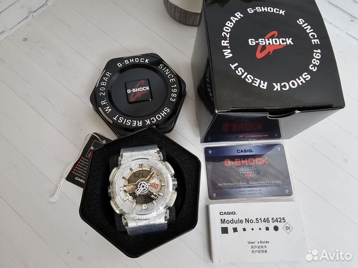 Часы casio g shock ga 110 белые прозрачные