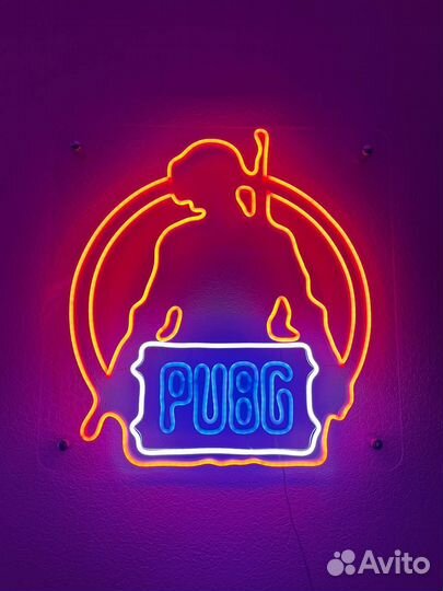 Неоновая вывеска pubg